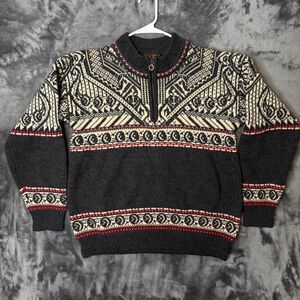 Vintage Christiania Nordic Quarter Zip Long Sleeve Fair Isle Medium Jumper